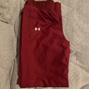 Under armour burgundy sweat/wind pants